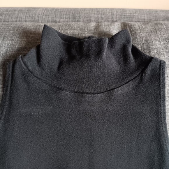 American Apparel Sleeveless Turtleneck Dress Black Short Bodycon Size L - Picture 6 of 6